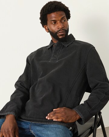 FatFace Airlie Button Neck Sweatshirt - Charcoal Grey