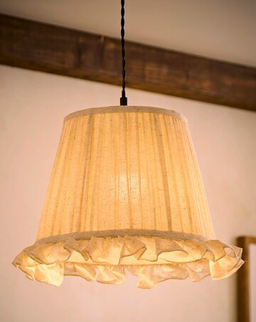 ValueLights Faye Linen Taper Shade with Ruffle Trim