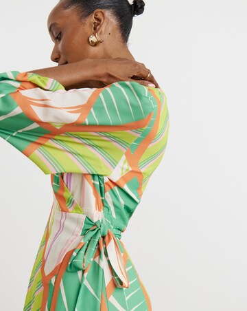 Joanna Hope Geo Print Functional Wrap Midi Dress