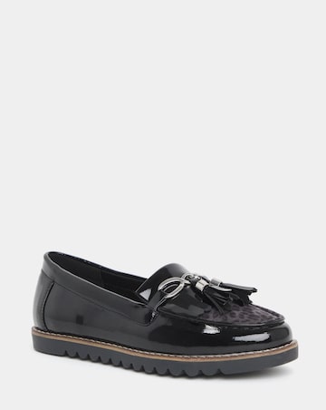 Cushion Walk Tassle Chain Trim Flat Loafers - Wide Fit (E)