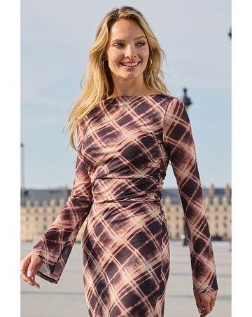 Sosandar Slash Neck Fluted Sleeve Top