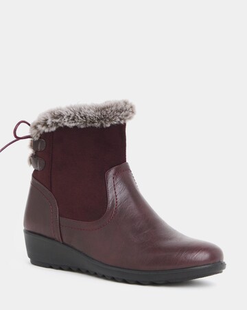Cushion Walk Faux Fur Cuff Laced Back Boots - Wide Fit (E)