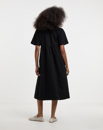 Simply Be Black Denim Tie Front Midi Dress