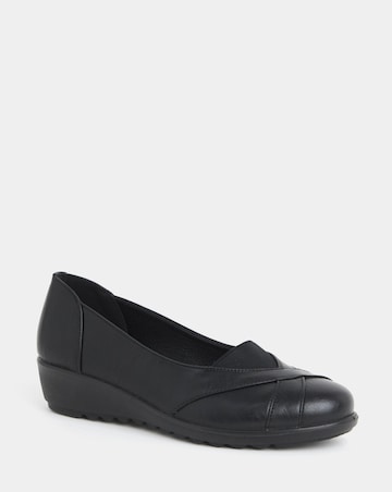 Cushion Walk Slip-On Wedge Elasticated Ballerina Shoes - Extra Wide Fit (EEE)