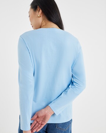 Pale Blue V-Neck Long Sleeve T-Shirt
