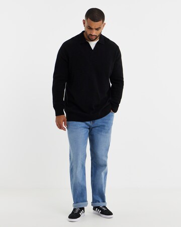Lambswool Trophy Neck Slouch Knitted Polo
