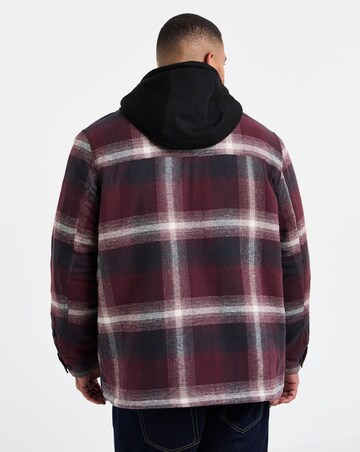 Hooded Borg Lined Check Overshirt