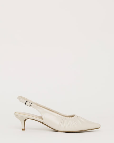 Tilda Ruched Front Kitten Heel Slingback Shoes - Wide Fit (E)