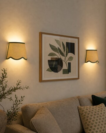 Solenne Pair of Scalloped Rattan Rechargeable Wall Lights