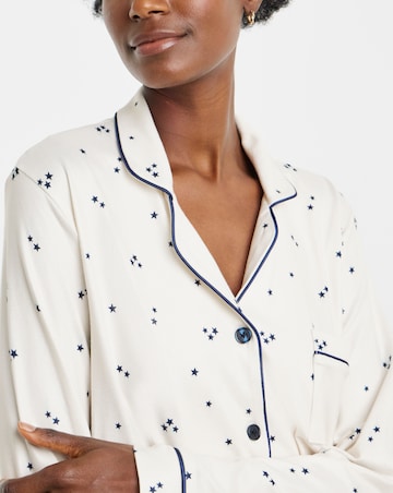 Pretty Secrets Star Print Soft Knit Button Through Pyjama Set