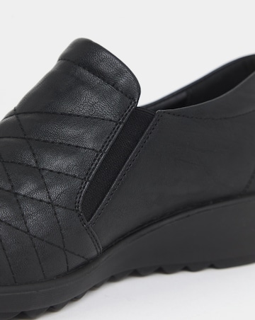Cushion Walk Side Zip Quilted Vamp Wedged Shoe Boots - Wide Fit (E)