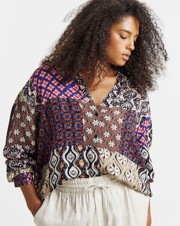 Simply Be Patchwork Print Crinkle Shirt