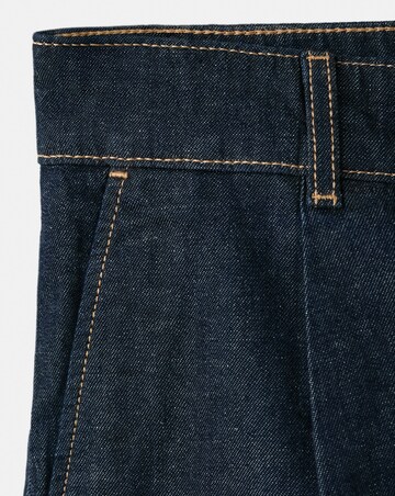 Mango Mid- Rise Denim Bermuda Shorts With Pleats