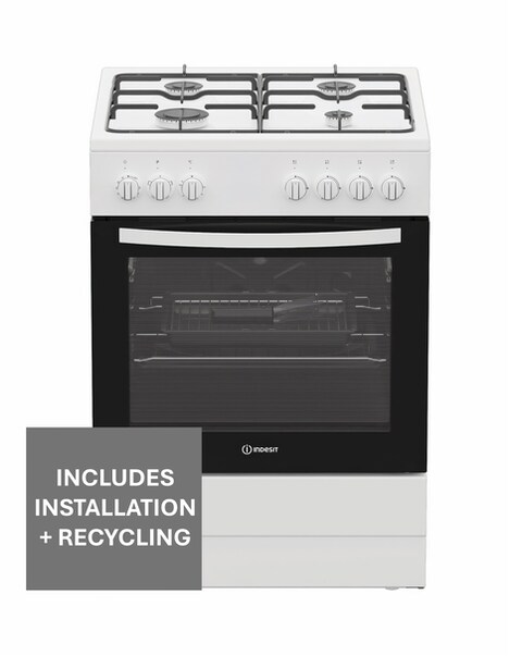 Indesit I6G3PMW/UK 60cm Gas Single Cooker - White + Installation