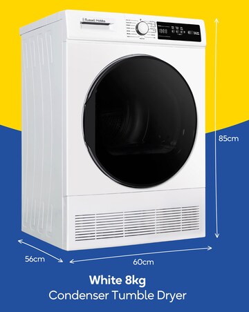 Russell Hobbs RH8CTD111W 8kg Condenser Tumble Dryer White + Install