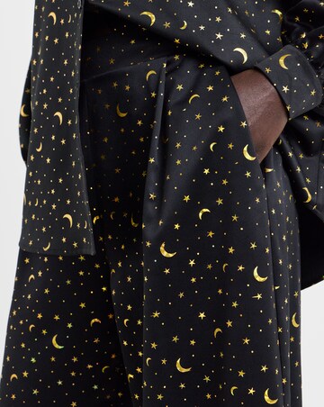 Twisted Wunder Star & Moon Gold Foil Satin Crepe Wide Leg Trouser