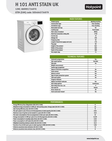 Hotpoint AntiStain H 101 ANTI STAIN UK 10kg Washing Machine with PetHairCare