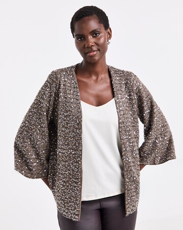 Mocha Sequin Kimono Sleeve Cardigan