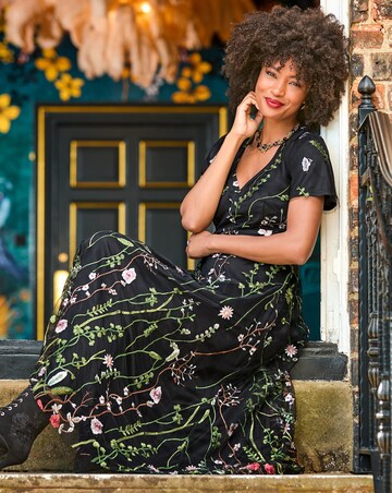 Joe Browns Dramatic Florals Embroidered Maxi Dress Petite