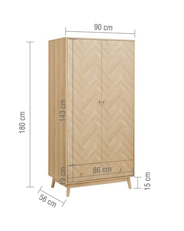 Herringford 2 Door 1 Drawer Wardrobe