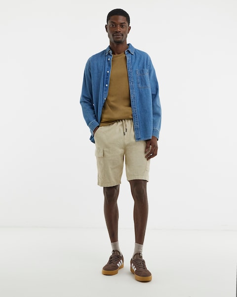 Linen Blend Elasticated Cargo Short