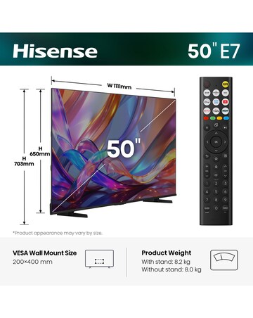 Hisense 50E7STUK 50in QLED 4K Ultra HD HDR Smart TV