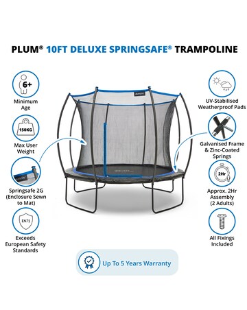 Plum 10ft Deluxe Springsafe Trampoline & Enclosure