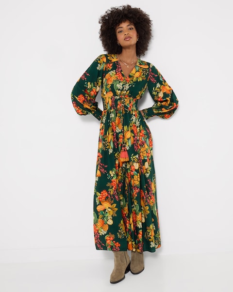 Joe Browns Selena Fruity Long Sleeve Maxi Dress
