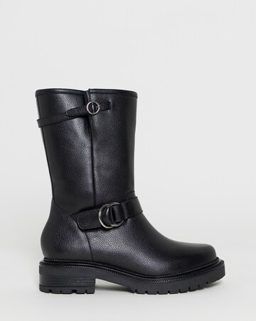 Victoria Buckle Detail Flat Ankle Boots - Wide Fit (E)