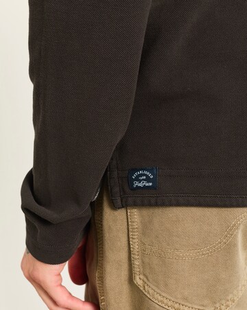 FatFace Long Sleeve Pique Polo - Washed Black