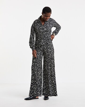 Mono Print Textured Jersey Wide Leg Trouser Co-ord