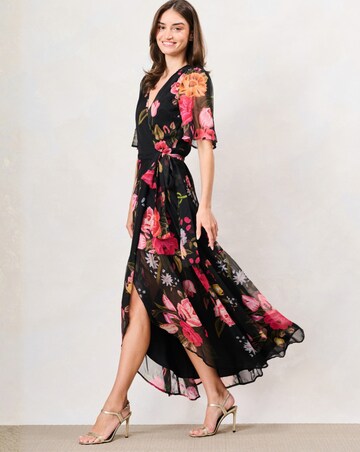 Hope & Ivy The Raven Wrap Dress
