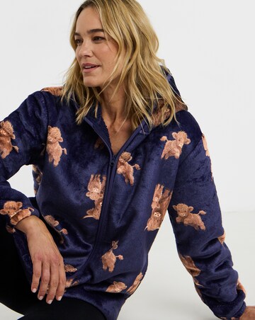 Pretty Secrets Highland Cow Zip Up Lounge Cardigan