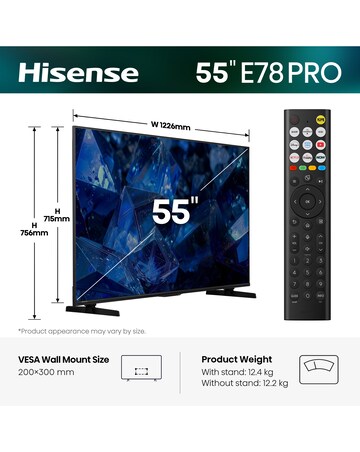 Hisense 55E78STUK PRO 55in QLED 4K Ultra HD Smart Gaming TV