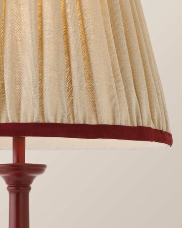 ValueLights Clara Burgundy Candlestick Table Lamp with Linen Pleated Shade