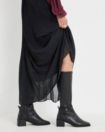 Hadley Block Heel Knee High Sock Boots - Extra Wide Fit (EEE) & Super Curvy Calf