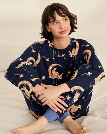 Chelsea Peers Classic Long Sleeve Crew Neck Moon Pyjama Set