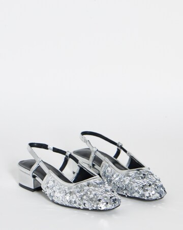 Delilah Sequined Slingback Block Heel Shoes - Wide Fit (E)