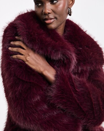 Burgundy Short Faux Fur Jacket