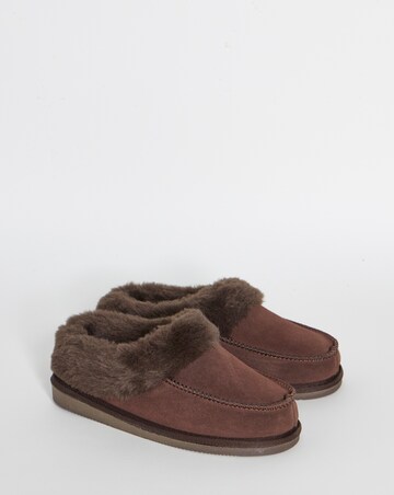 Capri Full Suede Faux Fur Trim Slippers - Extra Wide Fit (EEE)