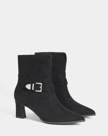 Heather Buckle Detail Heeled Ankle Boots - Wide Fit (E)
