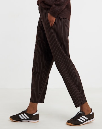 Chocolate Pinstripe Barrel Leg Trousers