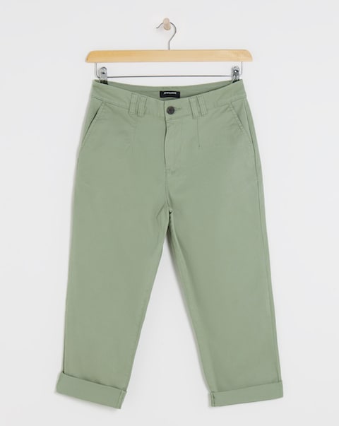 Soft Khaki Stretch Cropped Chino Trouser