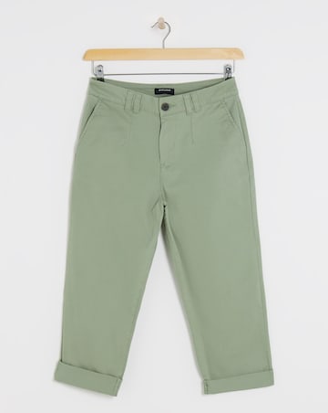 Soft Khaki Stretch Cropped Chino Trouser