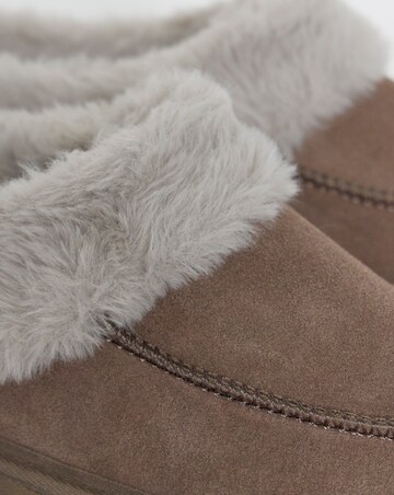Capri Full Suede Faux Fur Trim Slippers - Extra Wide Fit (EEE)