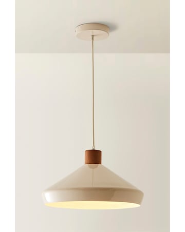 ValueLights Parker Cream & Walnut Pendant Light