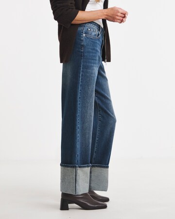 Indigo Authentic Turn Up Wide Leg Jeans