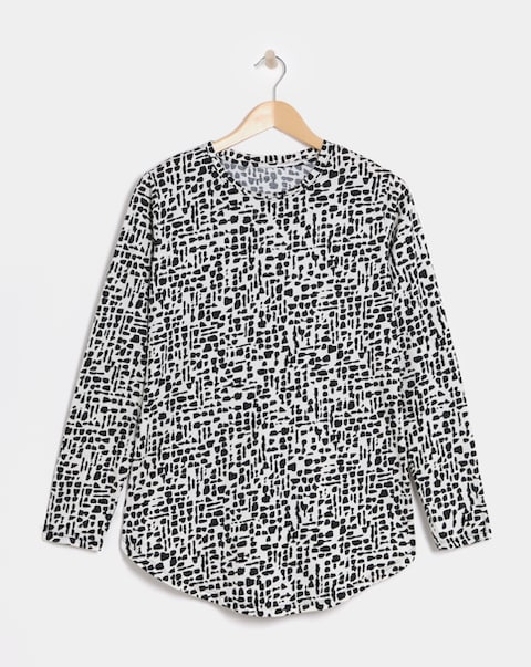 Pure Cotton Longline Long Sleeve Curved Hem
