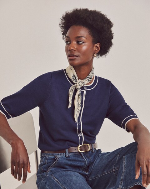 Anthology Navy Short Sleeve Cardigan