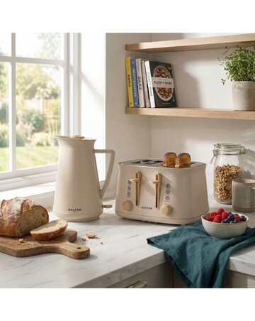 Salter Malmo Rapid Boil Kettle & Salter Malmo 4 Slice Toaster - Stone Bundle